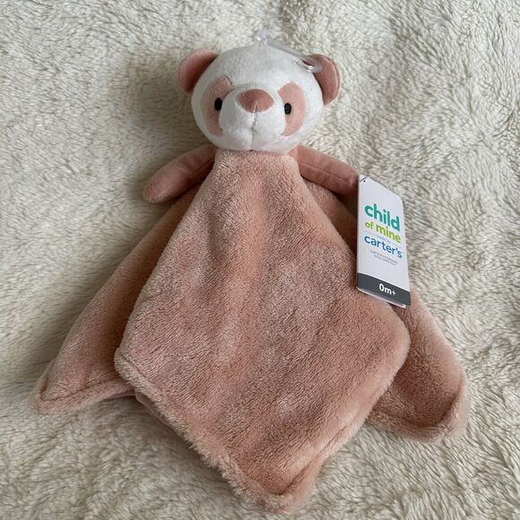 NWT Carters Peach White Panda Baby Lovey Security Blanket Plush #68197 2021 - Picture 1 of 7